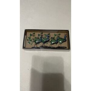 NWT Vintage World Market Metal Peacock Place Card Holders